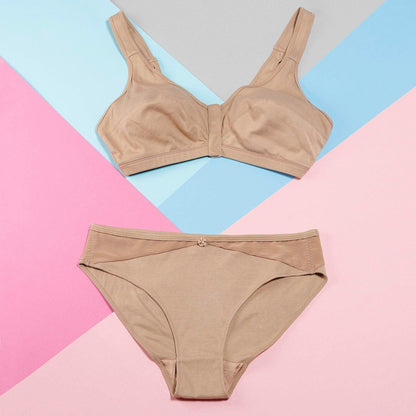 Warm Golden - Full Cup Front Closure Silk & Organic Cotton Wireless Bra